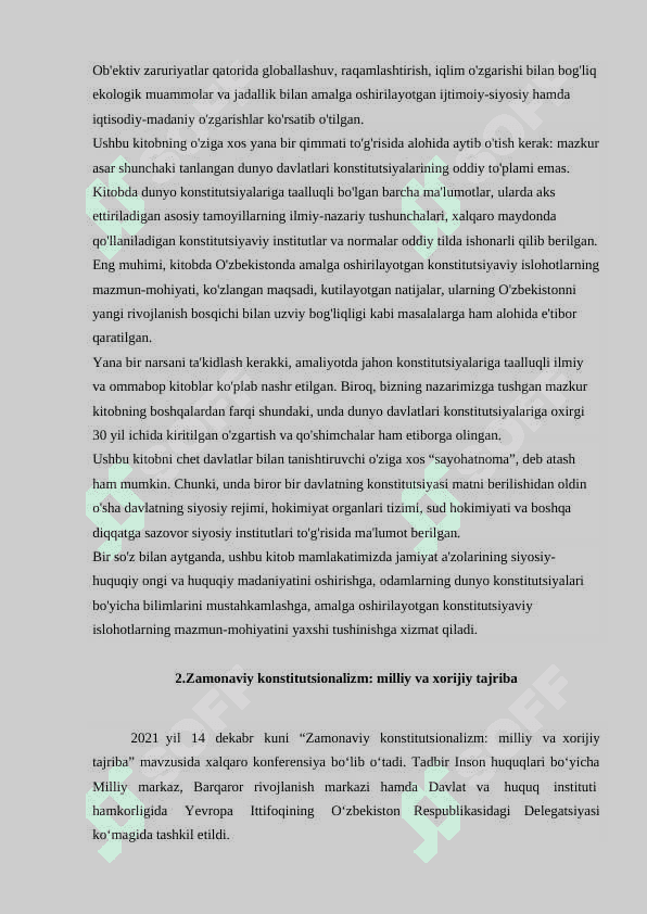 Konstitutsiyada jahon konstitutsiyaviy rivojlanish tajribaklari hamda milliy qadriyatlarni aks etishi 3