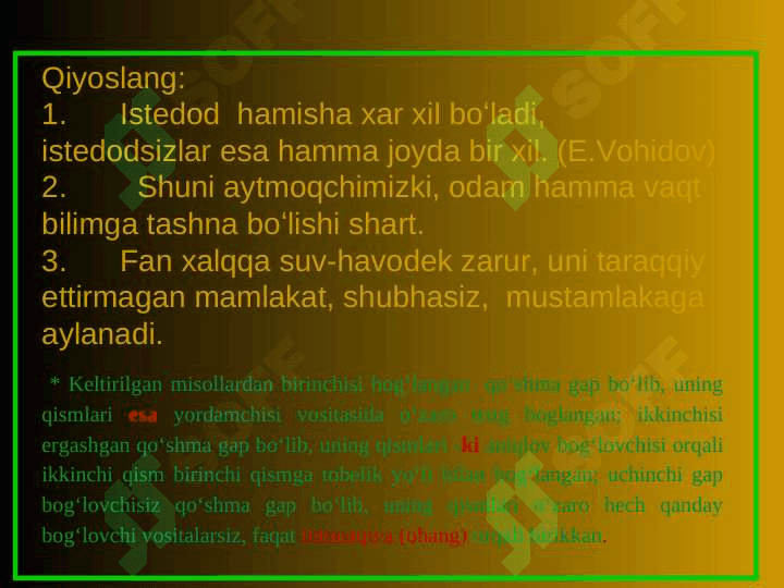 Qoʻshma gap haqida ma’lumot. Bogʻlangan qoʻshma gap 3