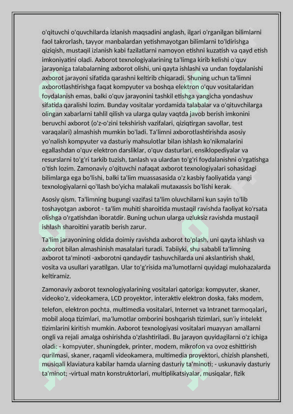 Kompyuterda axborotni saqlash va undan foydalanishi tashkil etish 3