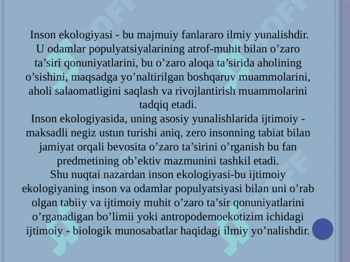INSON EKOLOGIYASI 6