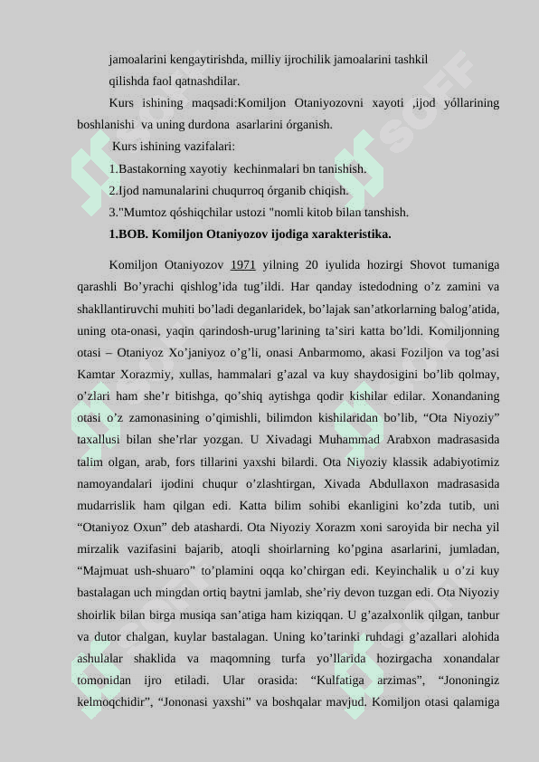 O’zbek bastakori Komiljon Otaniyozovning hayoti va ijodi 5