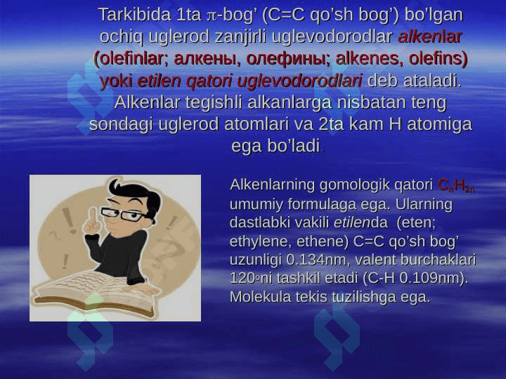 Alkenlar.Olinishi. Kimyoviy xossalari 3