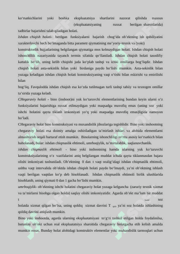 BINO VA INSHOOTLAR TALAB QILINGAN DARAJADAGI ISHONCHLILIK DARAJASI BILAN TA'MINLASH 4