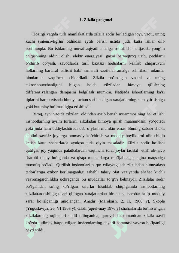 Zilzilaning bo‘lish vaqtini bashorat qilish 2