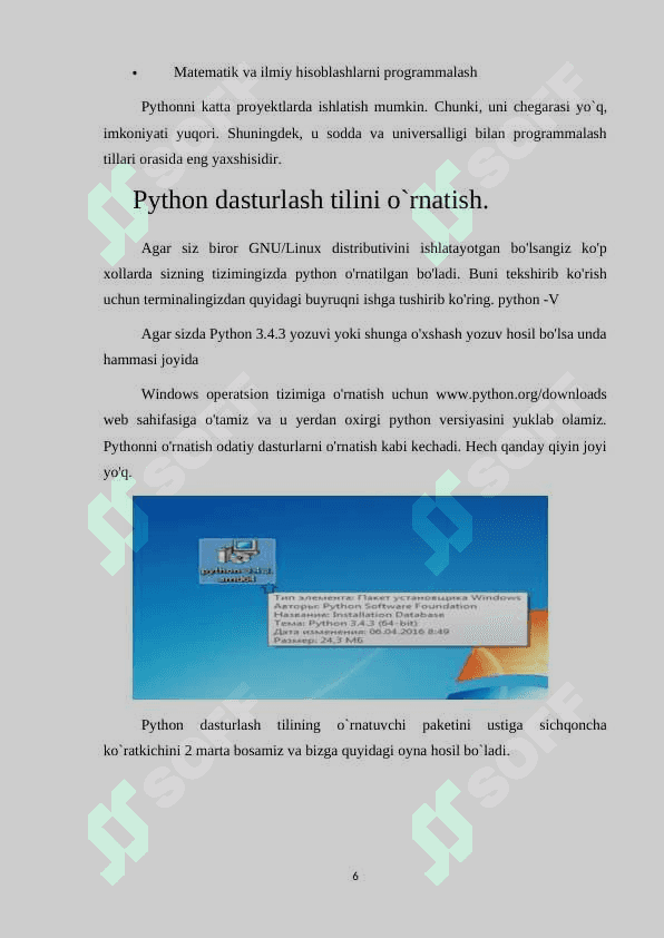PYTHON DASTURLASH TILIDA SODDA DASTURLARNI TUZISH 6