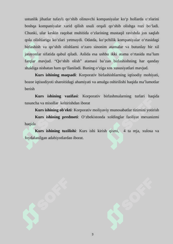 BOZOR IQTISODIYOTI SHAROITIDA KORPORATIV BIRLASHISHLAR VA QO'SHIB OLISHLAR 3