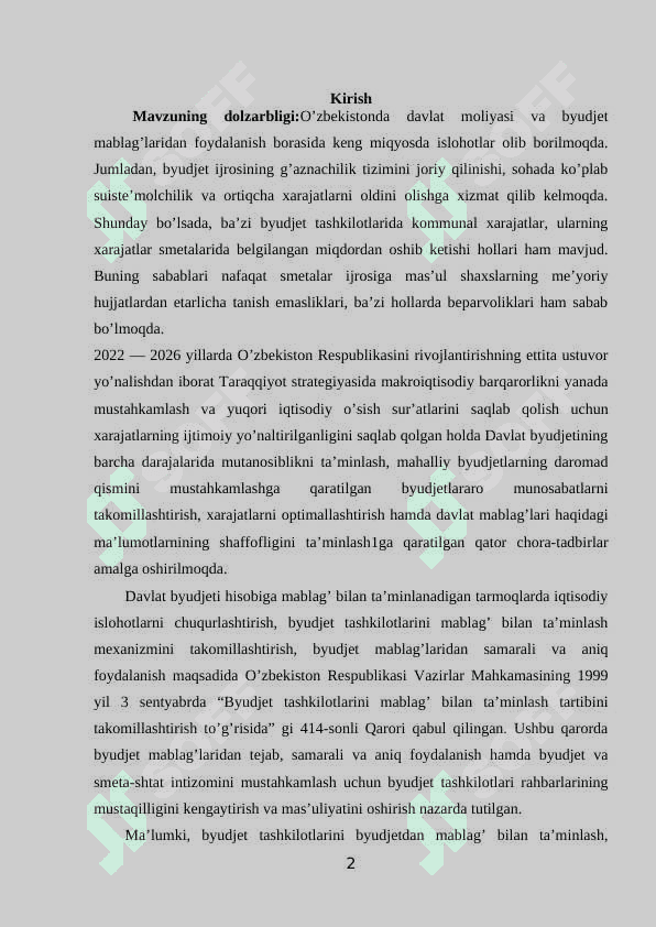 Byudjet tashkilotlari xarajatlarini smeta asosida moliyalashtirish asoslari 2