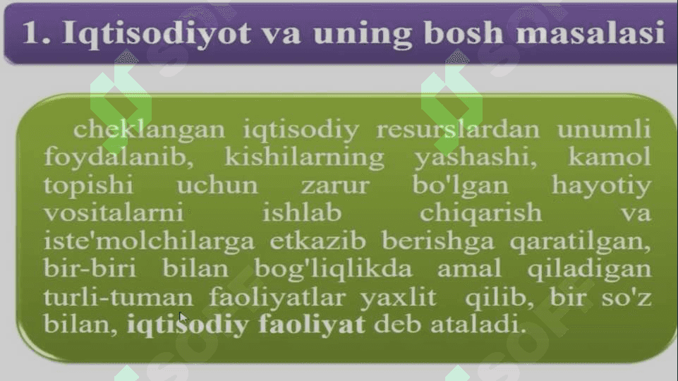 IQTISODIYOT FANINING PREDMETI, SHAKLLANISHI VA UNI BILISH 2