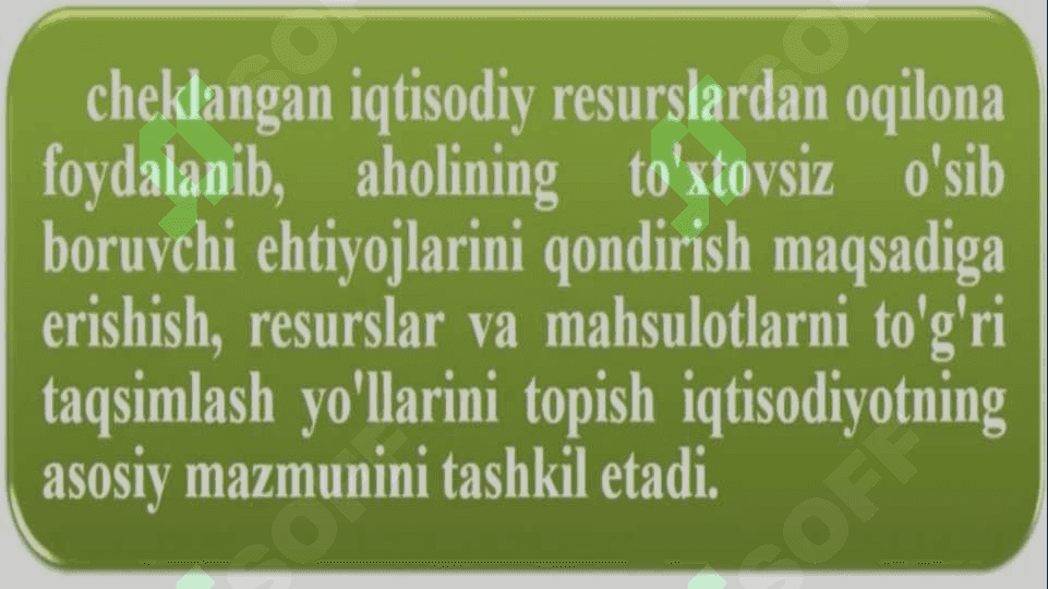 IQTISODIYOT FANINING PREDMETI, SHAKLLANISHI VA UNI BILISH 3