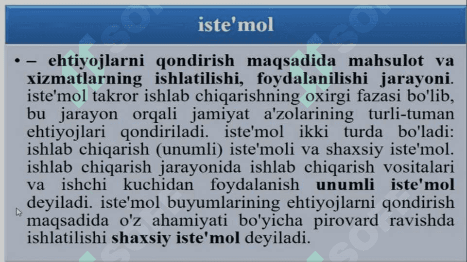 IQTISODIYOT FANINING PREDMETI, SHAKLLANISHI VA UNI BILISH 7