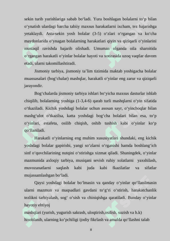 Dam olish oromgoxlari sog'lomlashtirish maskanlarida xarakatli o'yinlardan foydalanish va ularga xarakteristika 1