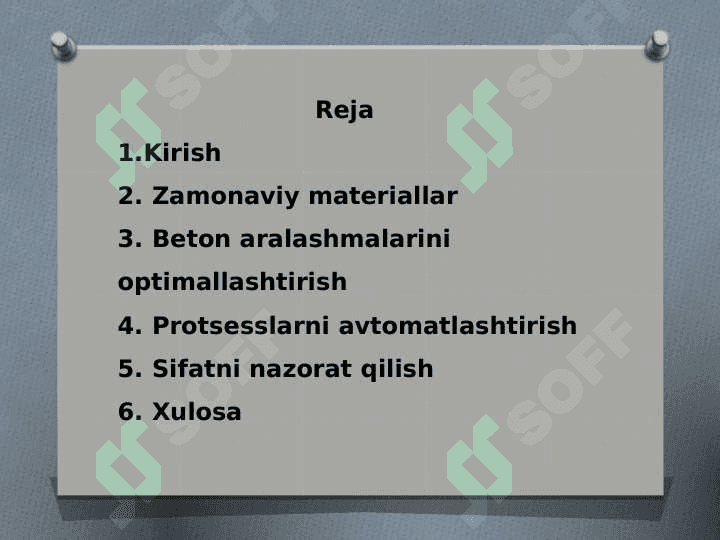 Beton va temirbeton konstruksiyalarini ishlab chiqarish texnologiyasini yaxshilash uchun zamonaviy texnologik jarayonlarning nazariy asoslari (amaliy) 2