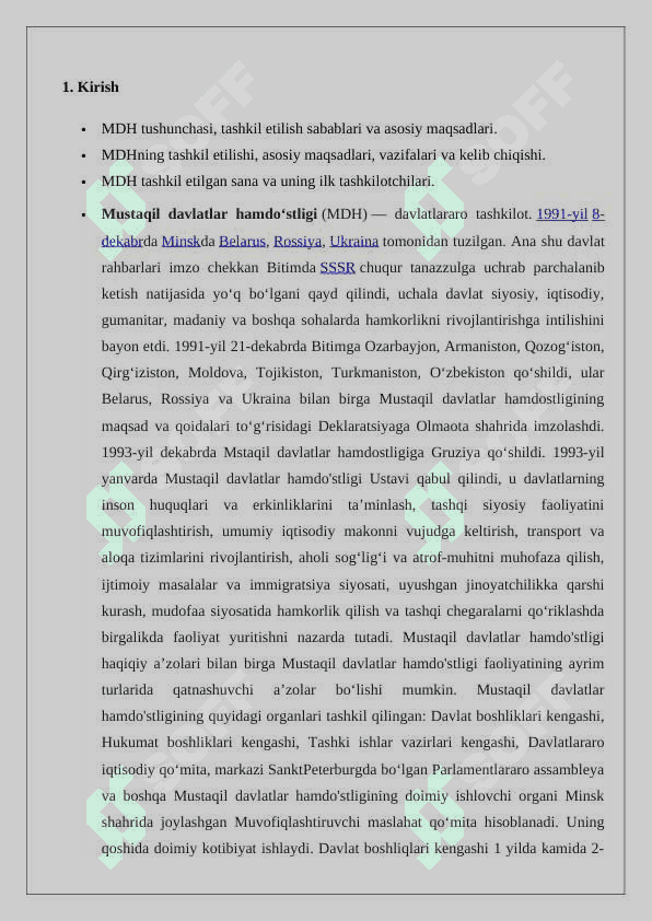 Mustaqil   davlatlar   hamdo‘stligi   va   uning   faoliyati 24 2