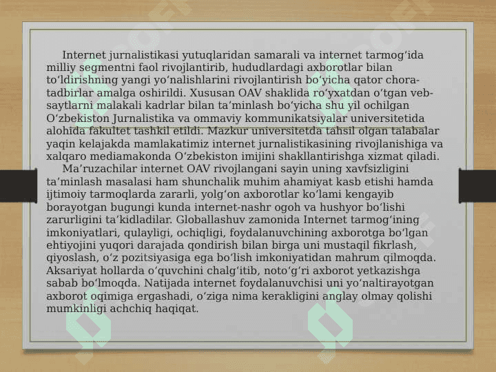 Internet jurnalistikasida kasb etikasi mavzusida 4