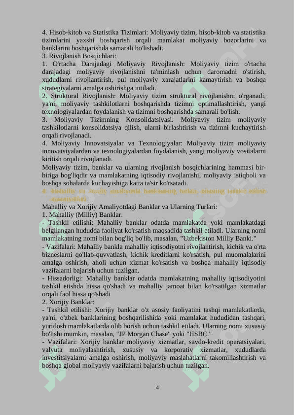 Bank ishidan yakuniy nazorat javoblari 4
