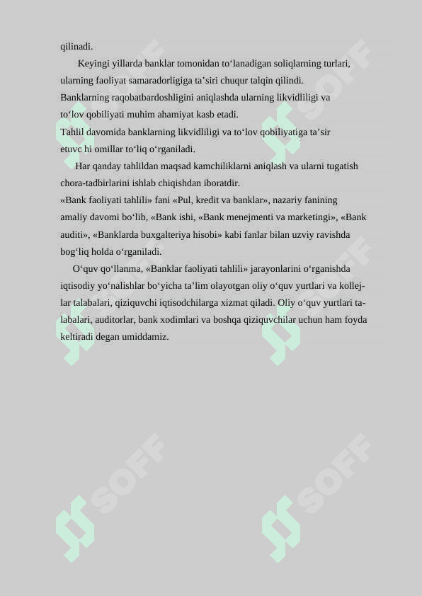 Bank ishi fanidan kurs ishi 5
