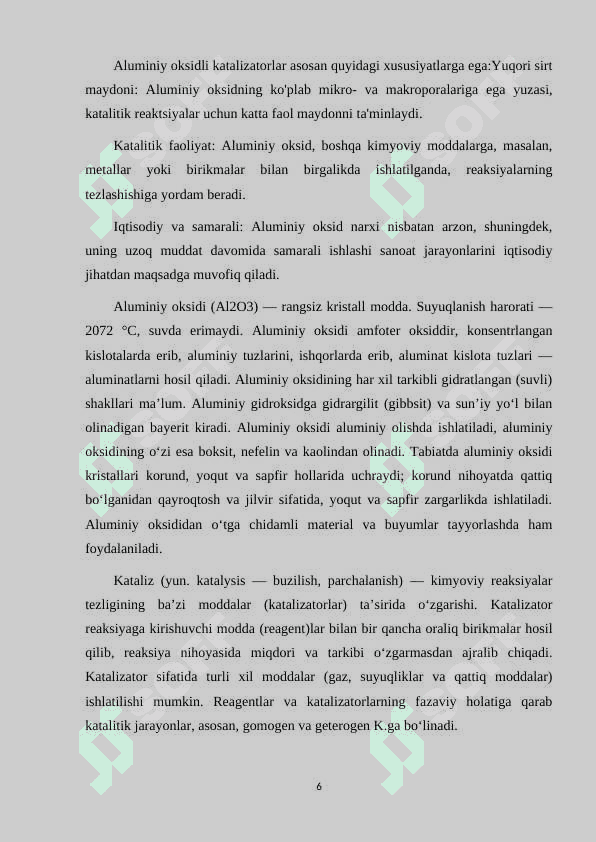 ALUMINIY OKSIDLI KATALIZATORLAR 6