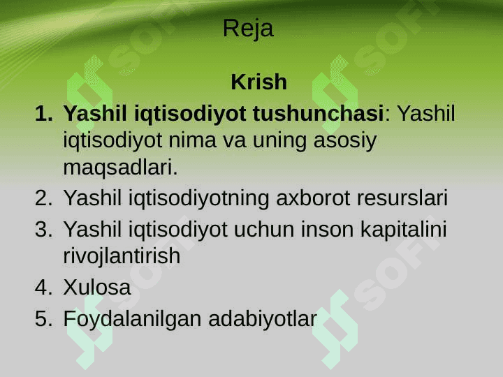 “Yashil iqtisodiyot” uchun inson kapitalini rivojlantirish 2