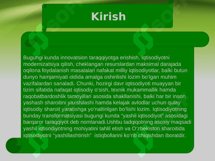 “Yashil iqtisodiyot” uchun inson kapitalini rivojlantirish 3