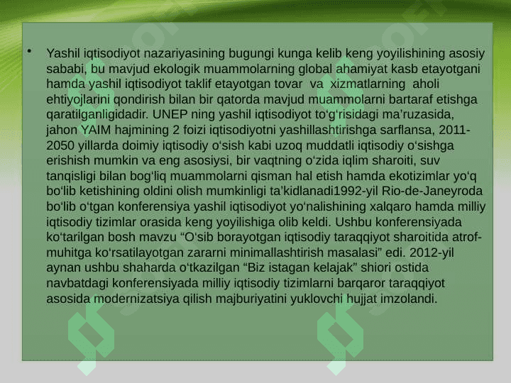 “Yashil iqtisodiyot” uchun inson kapitalini rivojlantirish 6