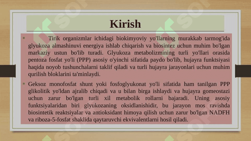 Glukozaning pentozamonofasfat yo’li bilan oksidlanishi va uning mohiyati 2