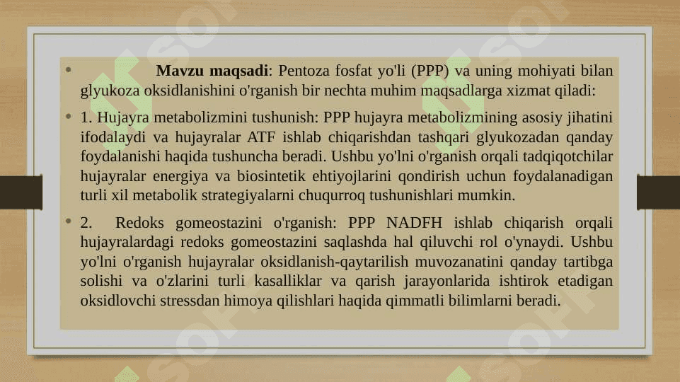 Glukozaning pentozamonofasfat yo’li bilan oksidlanishi va uning mohiyati 4