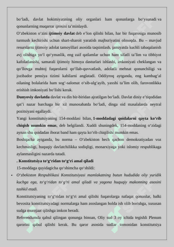 O’zbekiston Respublikasi konstitutsiyaga o‘zgartirish hamda qo‘shimchalar kiritish tartibi 24 4