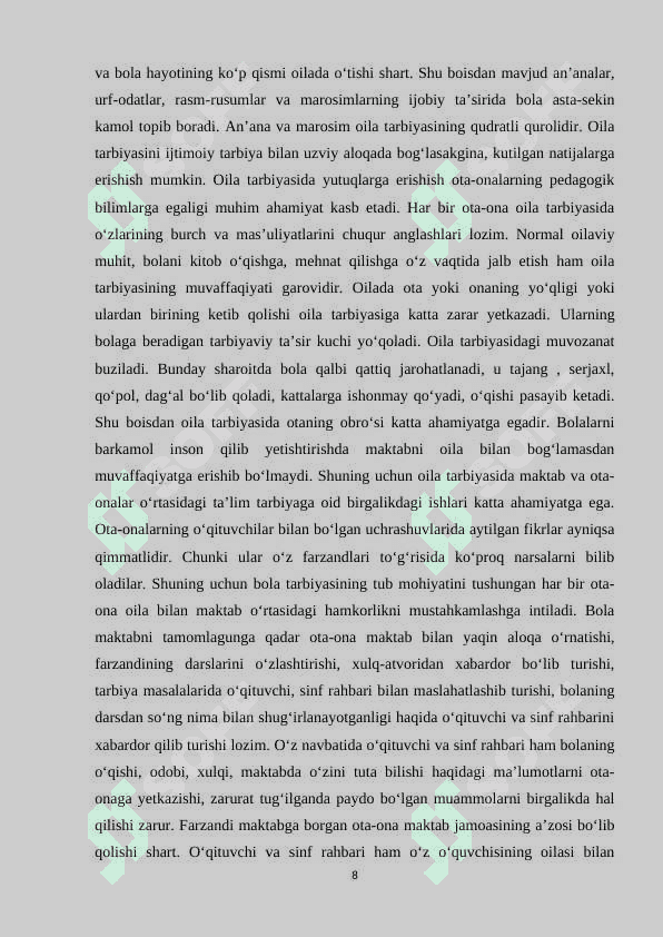 SHAYX MUHAMMAD SODIQ MUHAMMAD YUSUFNING “OILA QO‘RG‘ONI” KITOBIDAGI TARBIYA MASALALARINING YORITILISHI 8