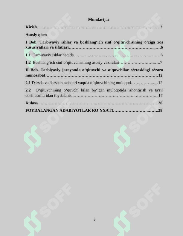 Tarbiyaviy ishlar va boshlang‘ich sinf o‘qituvchisining o‘ziga xos xususiyatlari va sifatlari 2