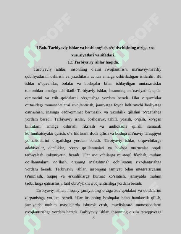 Tarbiyaviy ishlar va boshlang‘ich sinf o‘qituvchisining o‘ziga xos xususiyatlari va sifatlari 6
