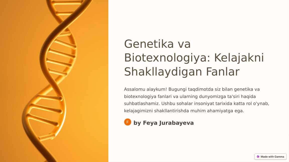 Genetika va biotexnalogiya 1