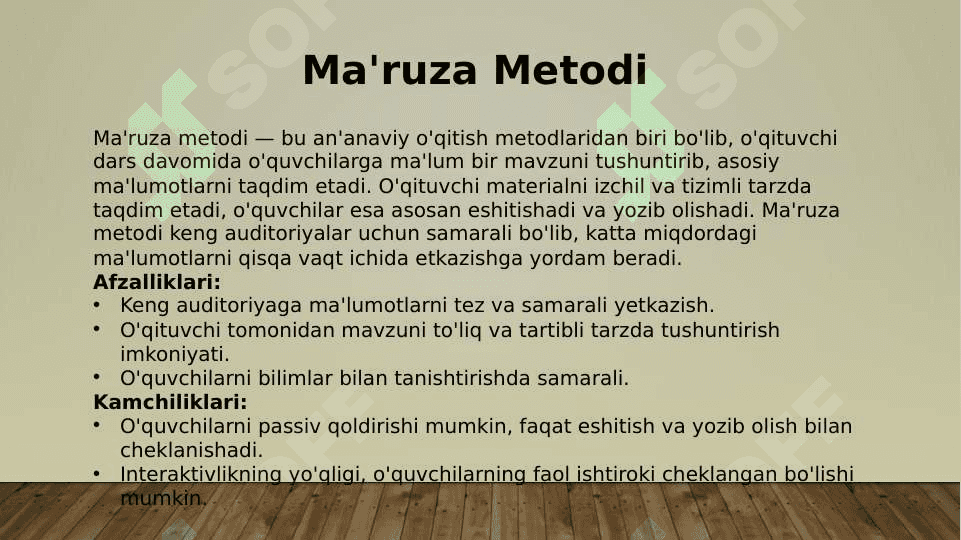 An'anaviy O'qitish Metodlari Klassifikatsiyasi 5