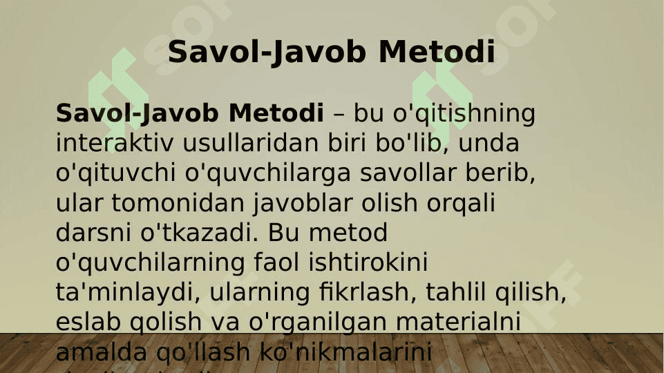 An'anaviy O'qitish Metodlari Klassifikatsiyasi 6