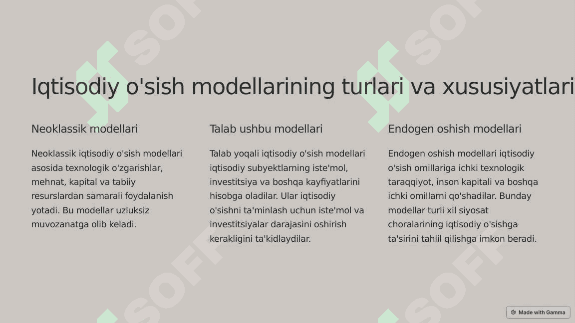 Zamonaviy iqtisodiy o'sish modellari va iqtisodiyot indeksi ko'rsatkichlari tizimi 3