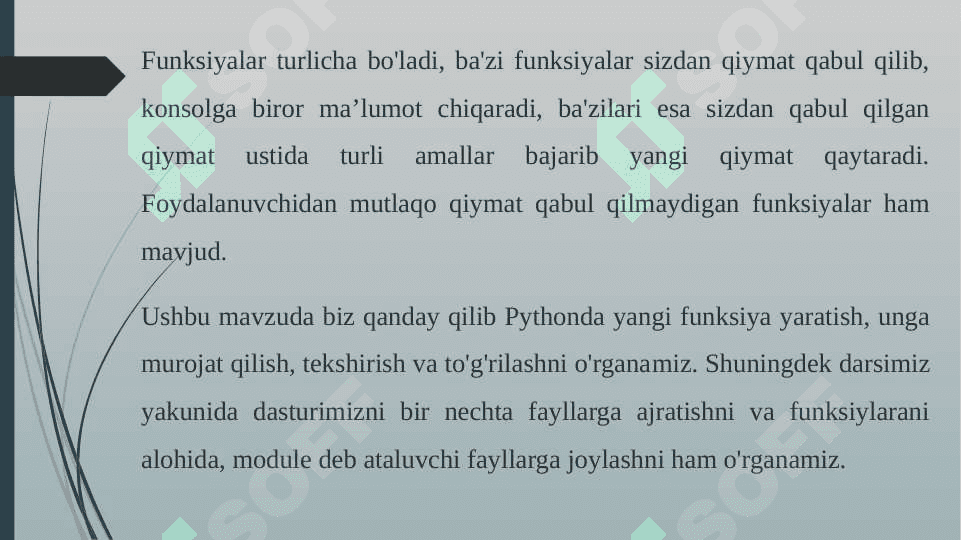 PYTHON DASTURLASH TILIDA DEF FUNKSIYASI. PYTHONDA FUNKSIYALARNI TEKSHIRISH UNITTEST MODULI. 4