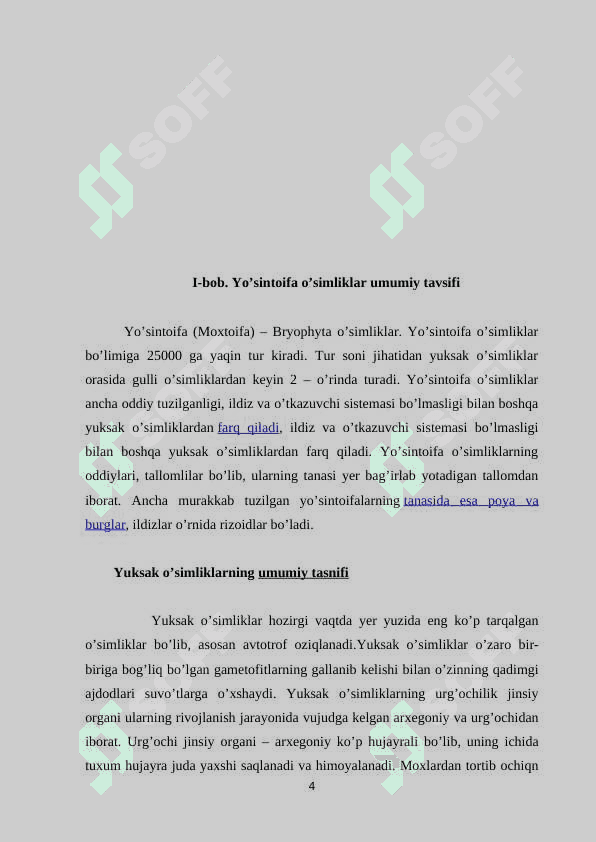Yo’sintoifa (Bryophyta) o’simliklar 4