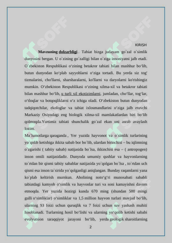 O’zbekiston Respublikasi ,, Qizil kitobi” 2