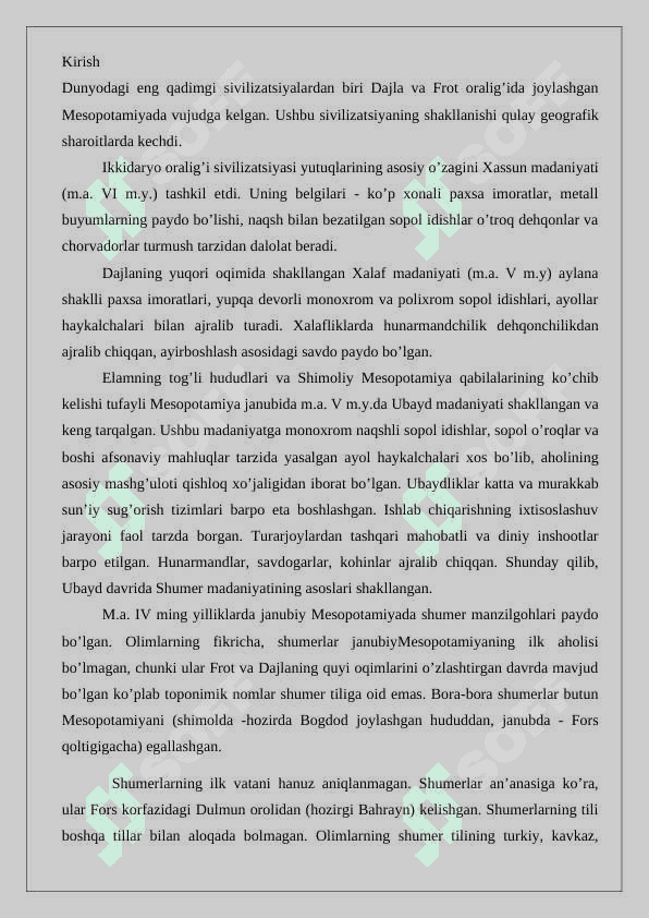 Mesopotamiya  sivilizatsiyasining  o’ziga  xos xususyatlari 2