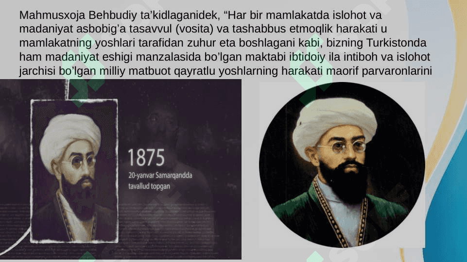 Jadid ma’rifatparvarlarining o’lka ijtimoiy-ma’naviy hayotida tutgan o’rni 4