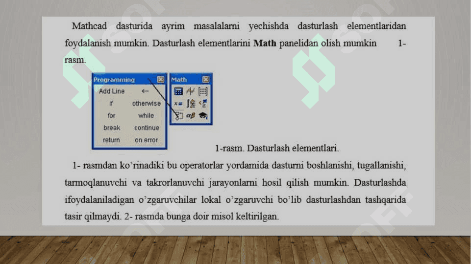 Mathcad dasturlash elementlari 2