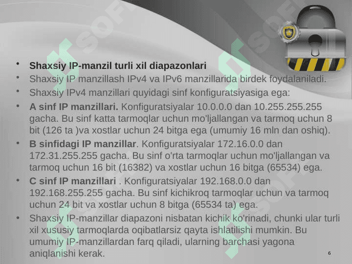 Tarmoq xavfsizligi. Tarmoqni segmentlash, NAT 6
