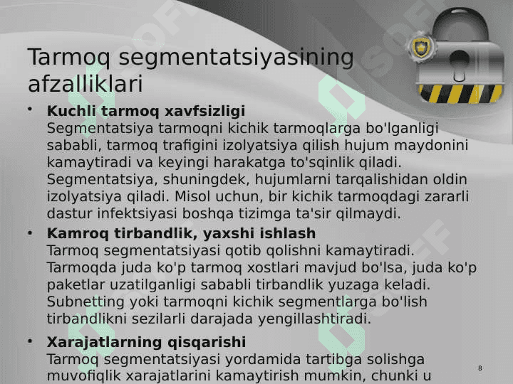 Tarmoq xavfsizligi. Tarmoqni segmentlash, NAT 8