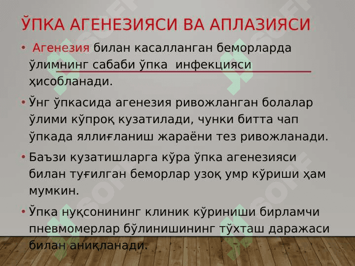 Ўпкаларнинг туғма ривожланиш нуқсонлари ва аномалиялари- O'pkani tug'ma rivojlanish nuqsonlari va anomaniyalari 5