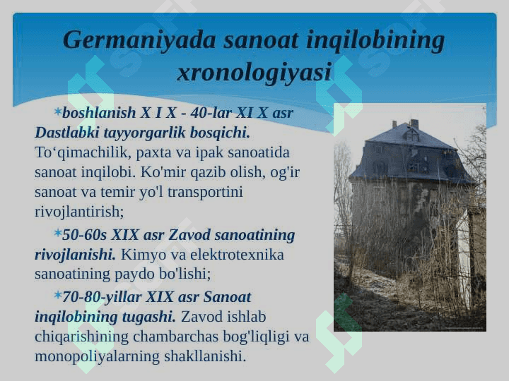 Germaniya  imperiyasida  sanoat  rivojini  oʻrganish  va  rasmli ma'lumotnoma tayyorlash 4