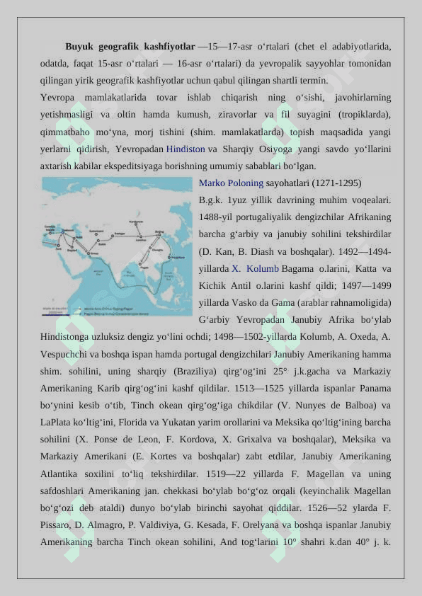 Buyuk geografik kashfiyotlar va uning fanga ta’siri 2