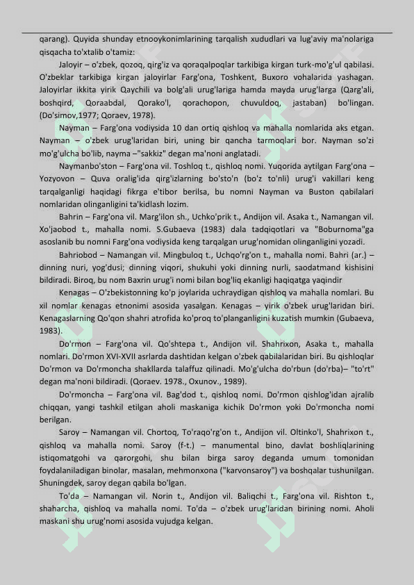 Farg’ona vodiysi etnonimlari asosida izohli lug’at tuzish 2