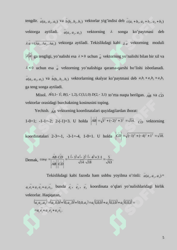 vektorlar algebrasining geometriyaga tadbiqi 5