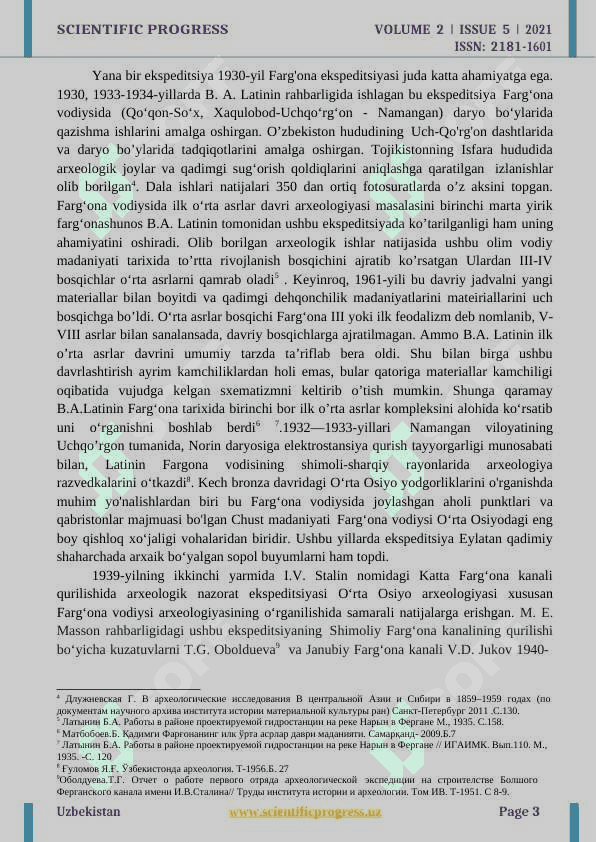 FARG‘ONA VODIYSI ARXEOLOGIK EKSPEDITSIYALAR TARIXSHUNOSLIGI 3