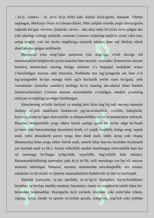 Etnologiyaga oid maxsus atamalar jadvalini shakllantirish va fanning tadqiqot uslublari haqida ma'lumotnoma tayyorlash 3