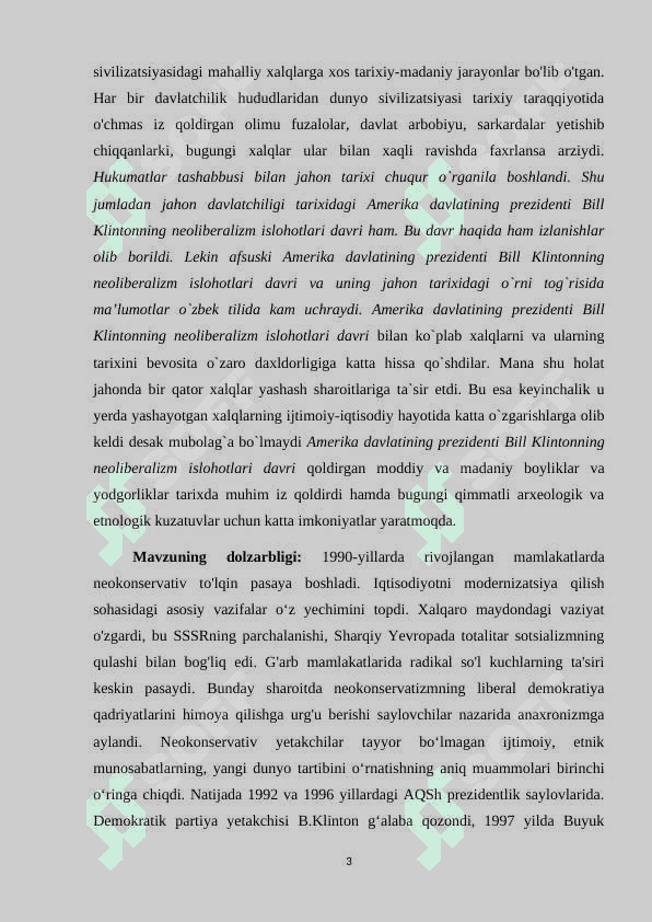 1992 - 1994 YILLARDA B. KLINTON MA'MURIYATINING IJTIMOIY ISLOHOTLARINING ASOSIY YO'NALISHLARI 1